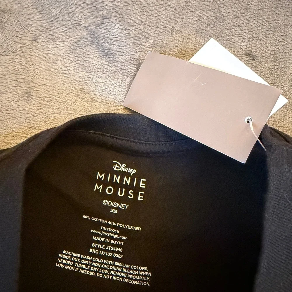 Disney Minnie Mouse Kids‎ Black Graphic T Shirt Youth Girls size XS NWT - Picture 3 of 8